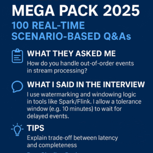 Data Engineer Interview Mix Pack 2025 β 100 Real-Time Scenario-Based Q&As