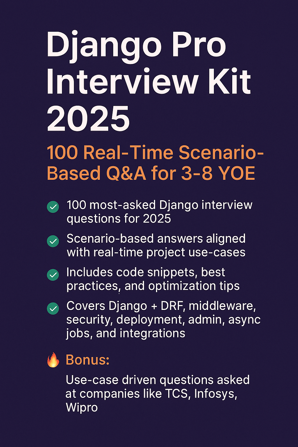 Django Pro Interview Kit 2025: 100 Real-Time Scenario-Based Q&A for 3–8 YOE
