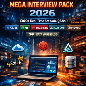 Data Engineer Mega Interview Pack 2026 β 1300+ Real-Time Scenario Q&As (Azure | ADF | Databricks | Delta Lake | PySpark | SQL | Data Warehouse)