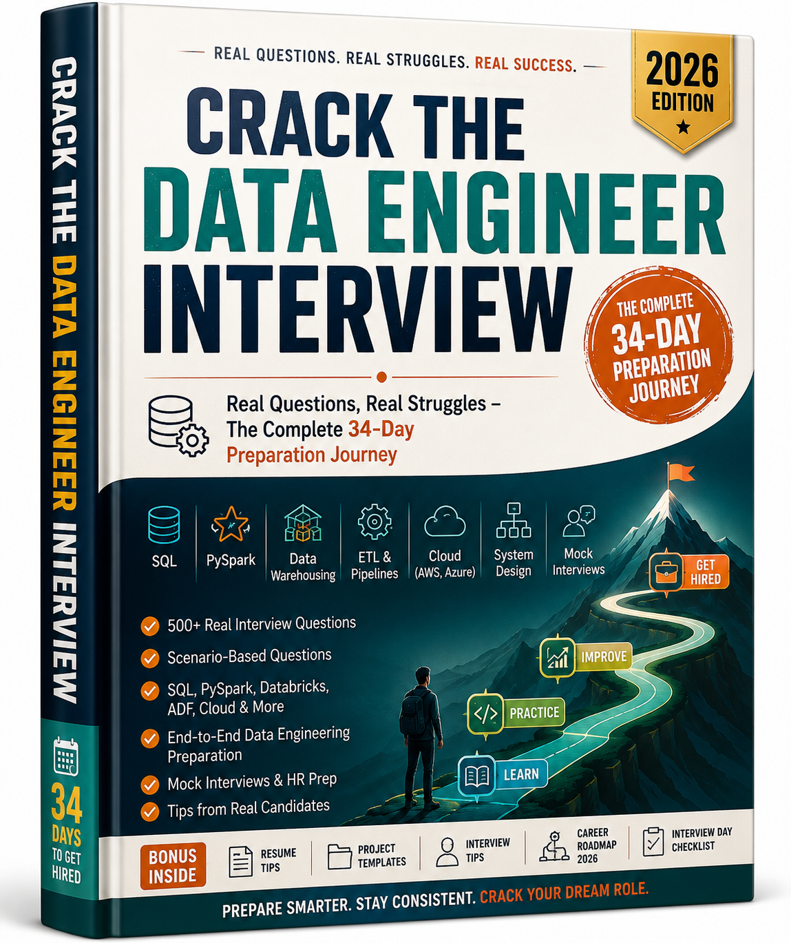 Crack the Data Engineer Interview: Real Questions, Real Struggles – The Complete 34-Day Preparation Journey 2026